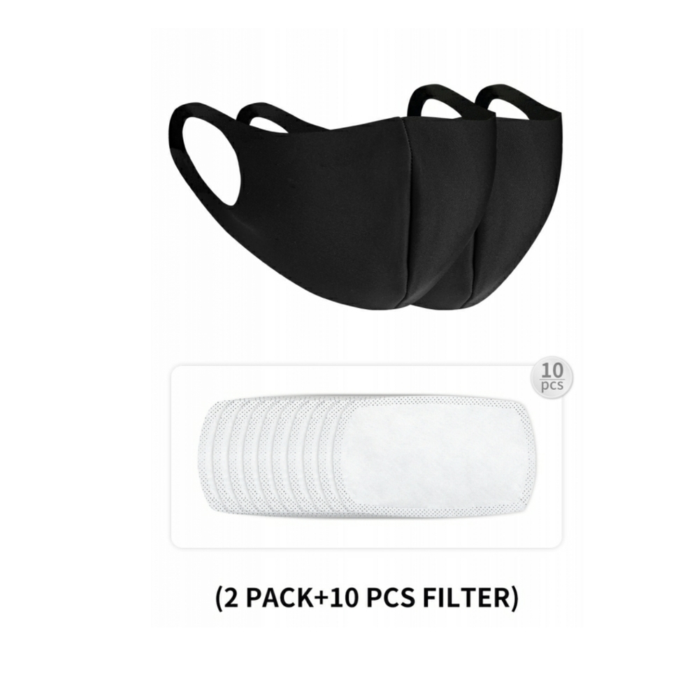 2 reusable face mask with 10 filters